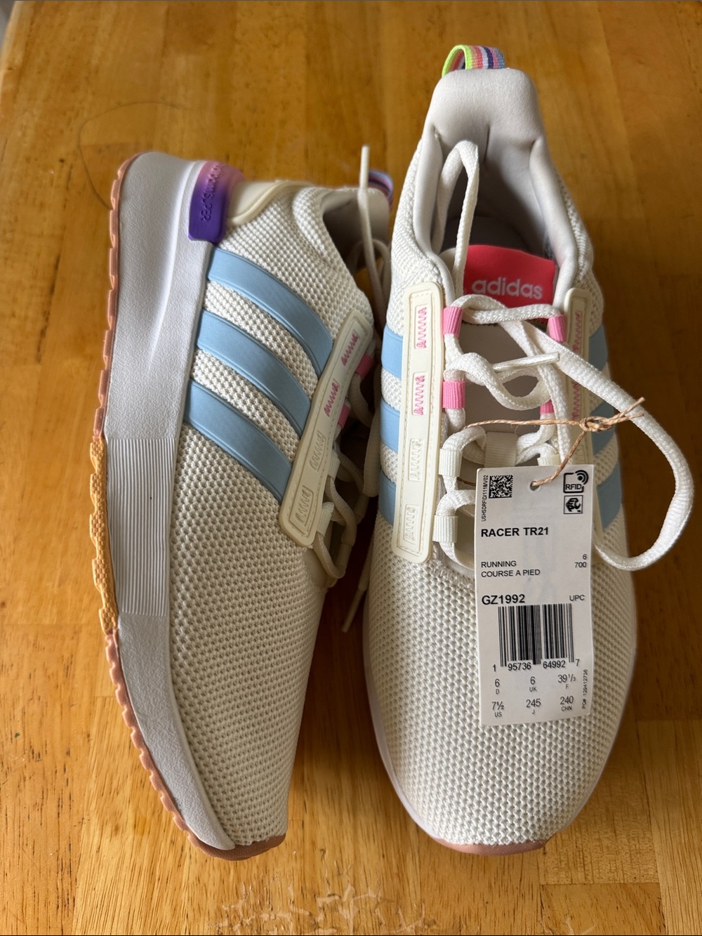 Colorful 'LOVE VOTES' Graphic Adidas Insole Sneaker, New ,  white/ cream color